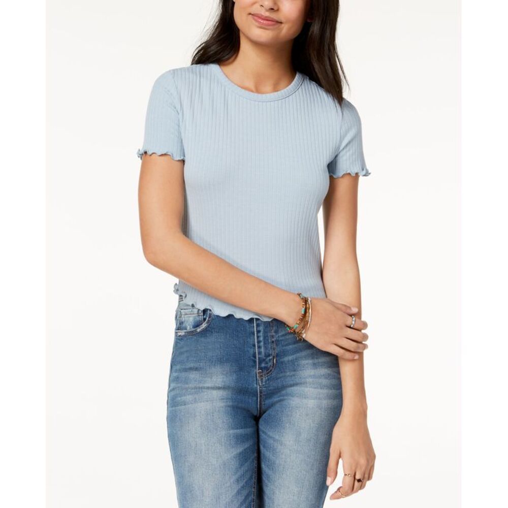 American Rag Juniors Lettuce Edge Lace Up Crop Top